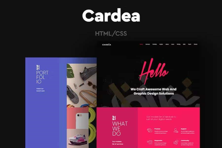 CARDEA – COLORFUL PORTFOLIO ONE PAGE HTML TEMPLATE